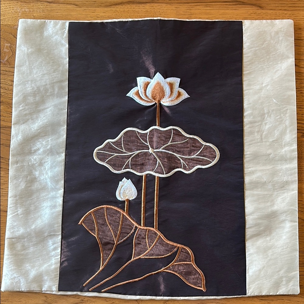 Unique Lotus Embroidered pillow cover